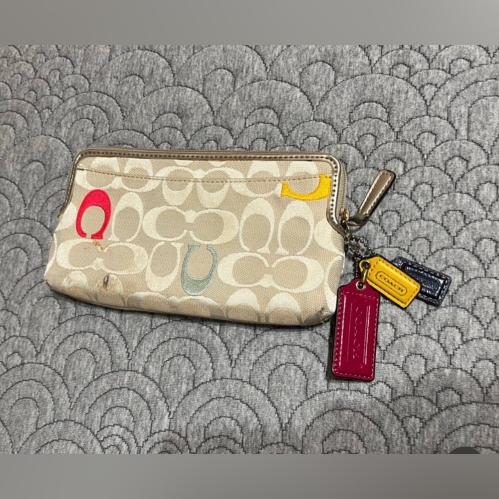Coach Beige Signature Tote with Multicolor C Accents - Picture 7 of 13